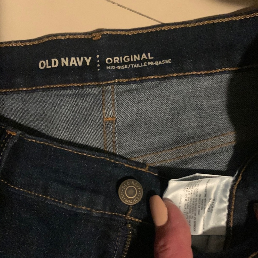 Old Navy original mid-rise dark wash/straight leg Sz 10 Long